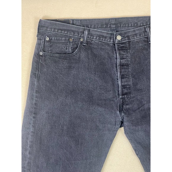 Levis Jeans Mens 42x32 Black 501 XX Denim Button Fly Casual Straight Adult - Picture 2 of 14